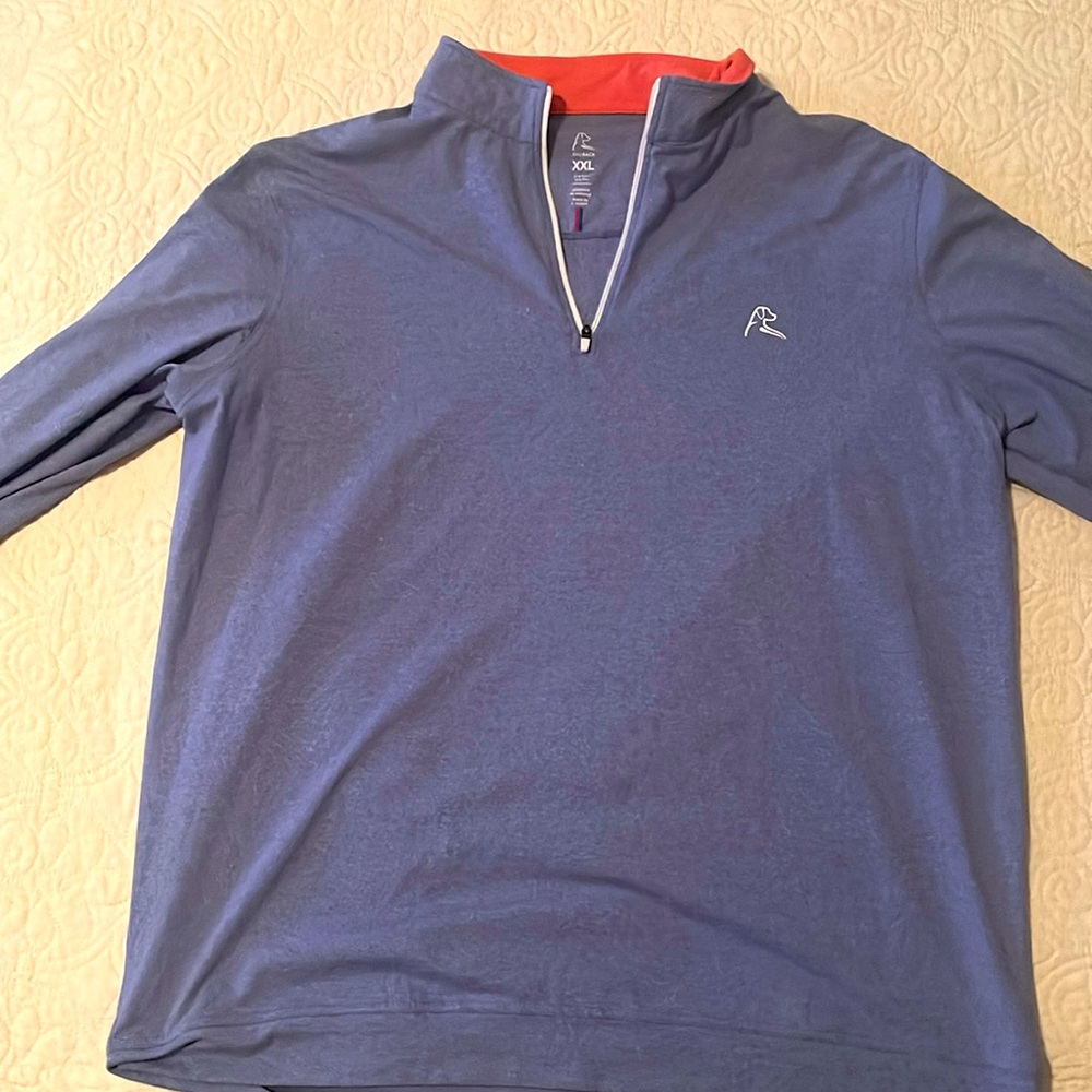 Rhoback blue with red/orange trim quarter zip